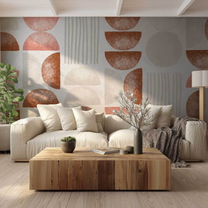 Papier peint panoramique Sphères Terre de Sienne Intissé