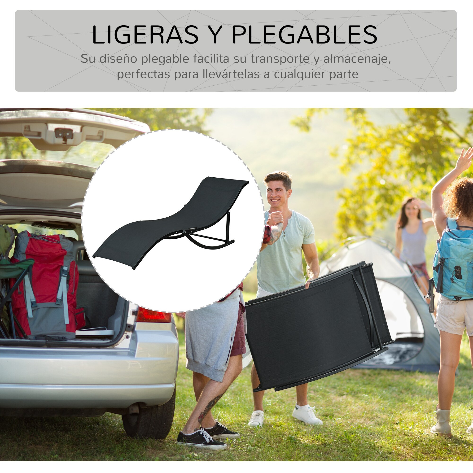 Conjunto de Sombrilla Doble y 2 Tumbonas Plegables en Forma de S para Piscina Patio Jardín Terraza 4,55x2,65x2,38 m 165x61x63 cm Beige y Negro