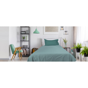 UNO CASA DESIGN Completo Letto Bice 25 Bicolor in Puro Cotone_Una piazza e mezza_atlantico