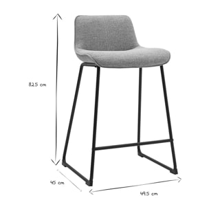 Tabourets de bar en tissu taupe et métal noir H65 cm (lot de 2) BOOST
