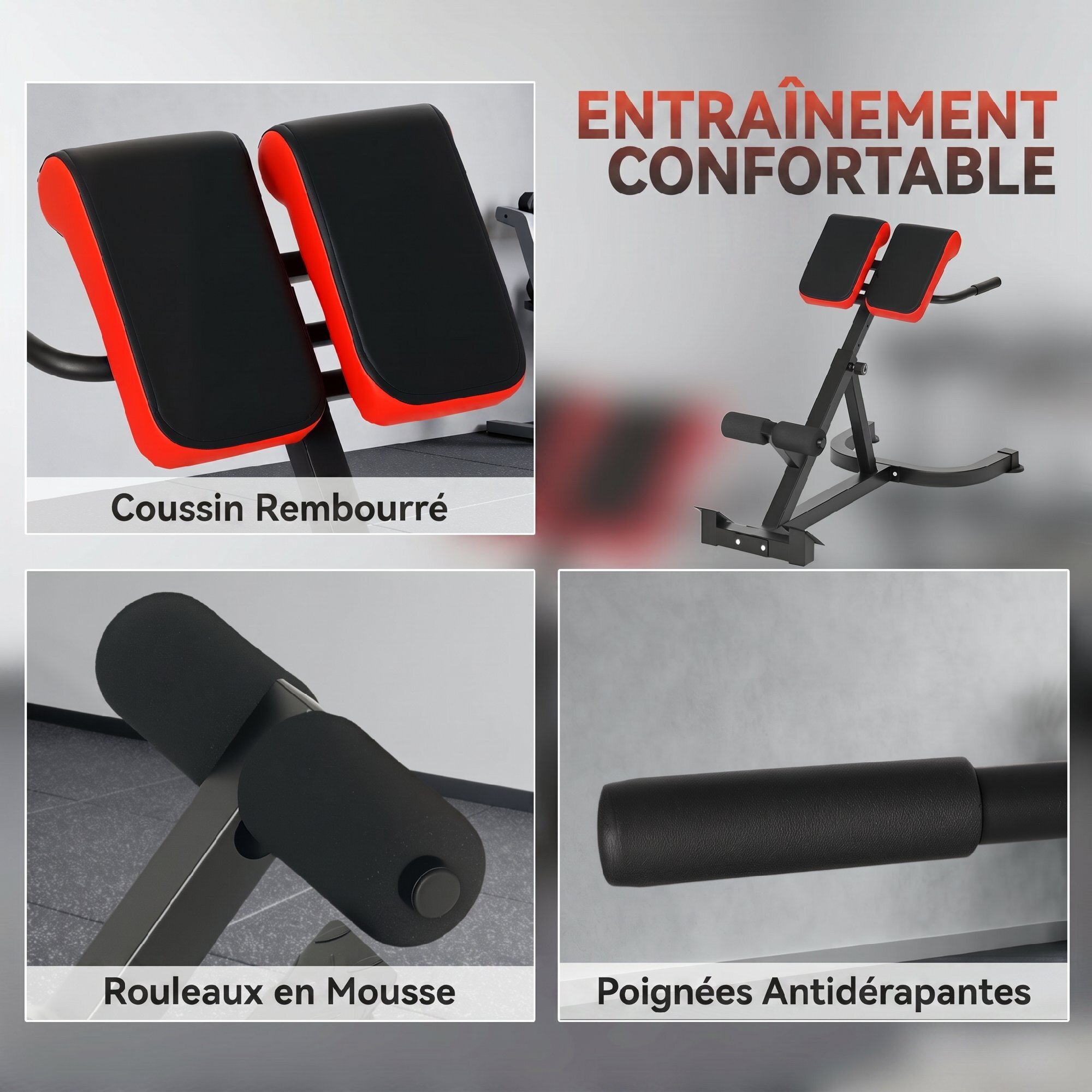 Banc de musculation réglable 5 niv. - banc lombaire - banc hyperextension