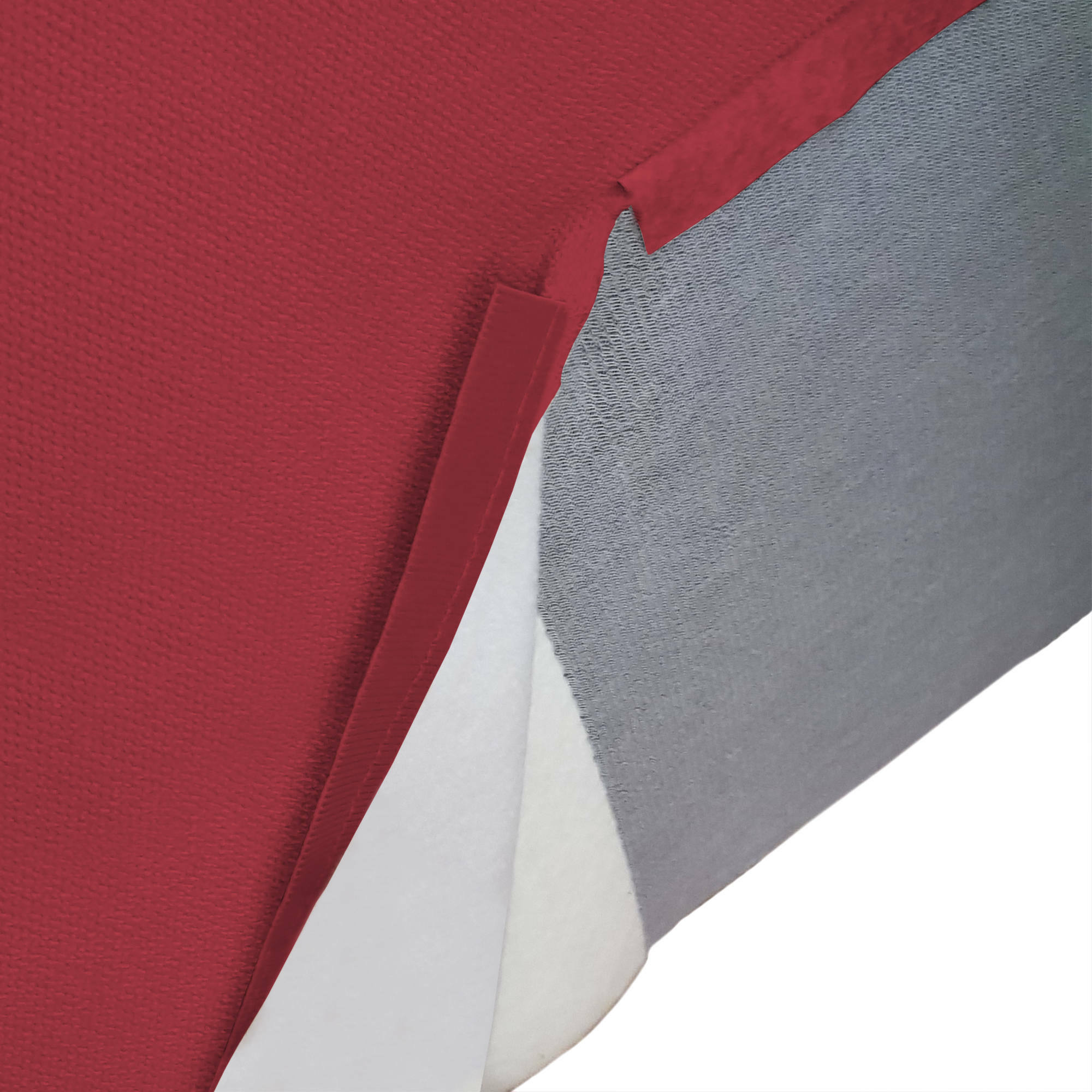 Divano fisso con penisola Amuleto, Divano componibile a 2 posti con penisola destra, Sofà in tessuto, 100% Made in Italy, Cm 220x170h70, Rosso