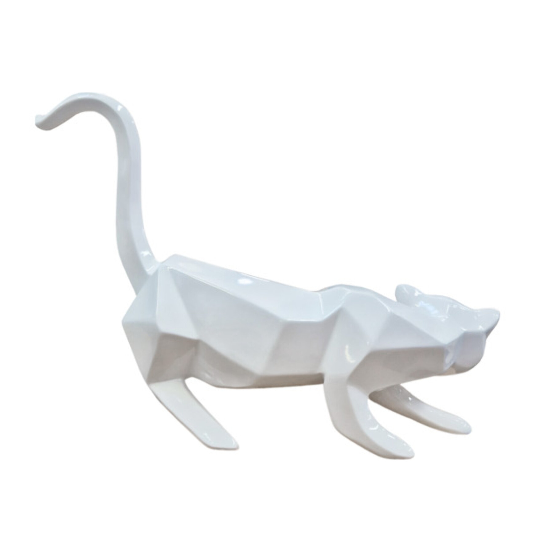 Statuette chat style cubique en résine H29cm - KITTY