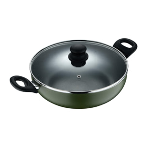 Cacerola baja con tapa ø28x8 cm en aluminio prensado, antiadherente, ideal para cocina diaria expert san ignacio
