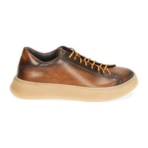 Sneakers cognac in pelle