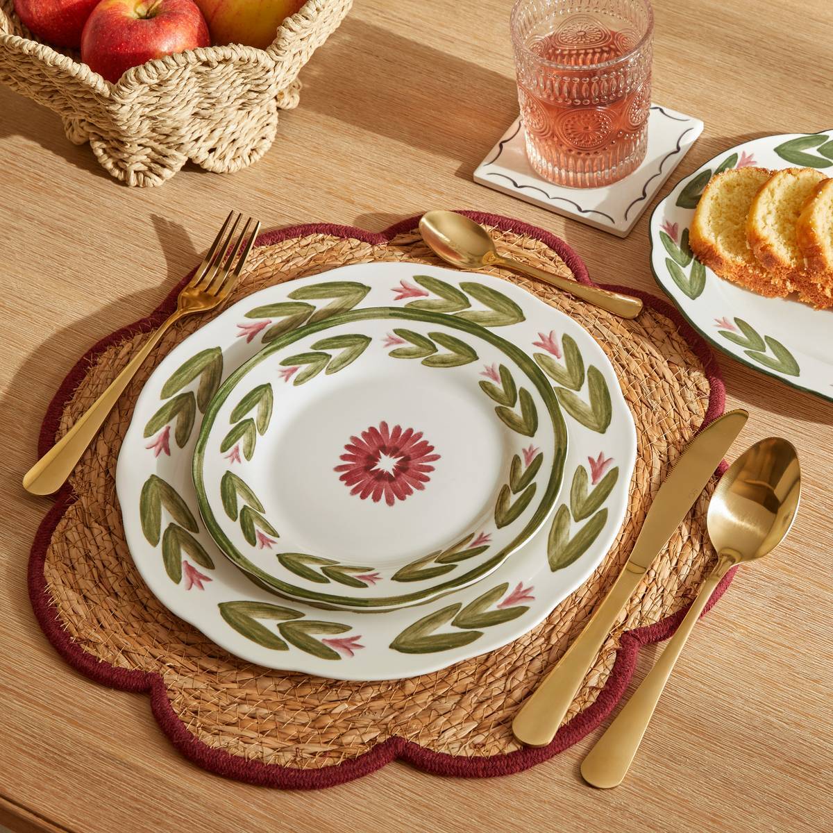 Lot de 6 assiettes dessert Mona ronde D.19cm vert