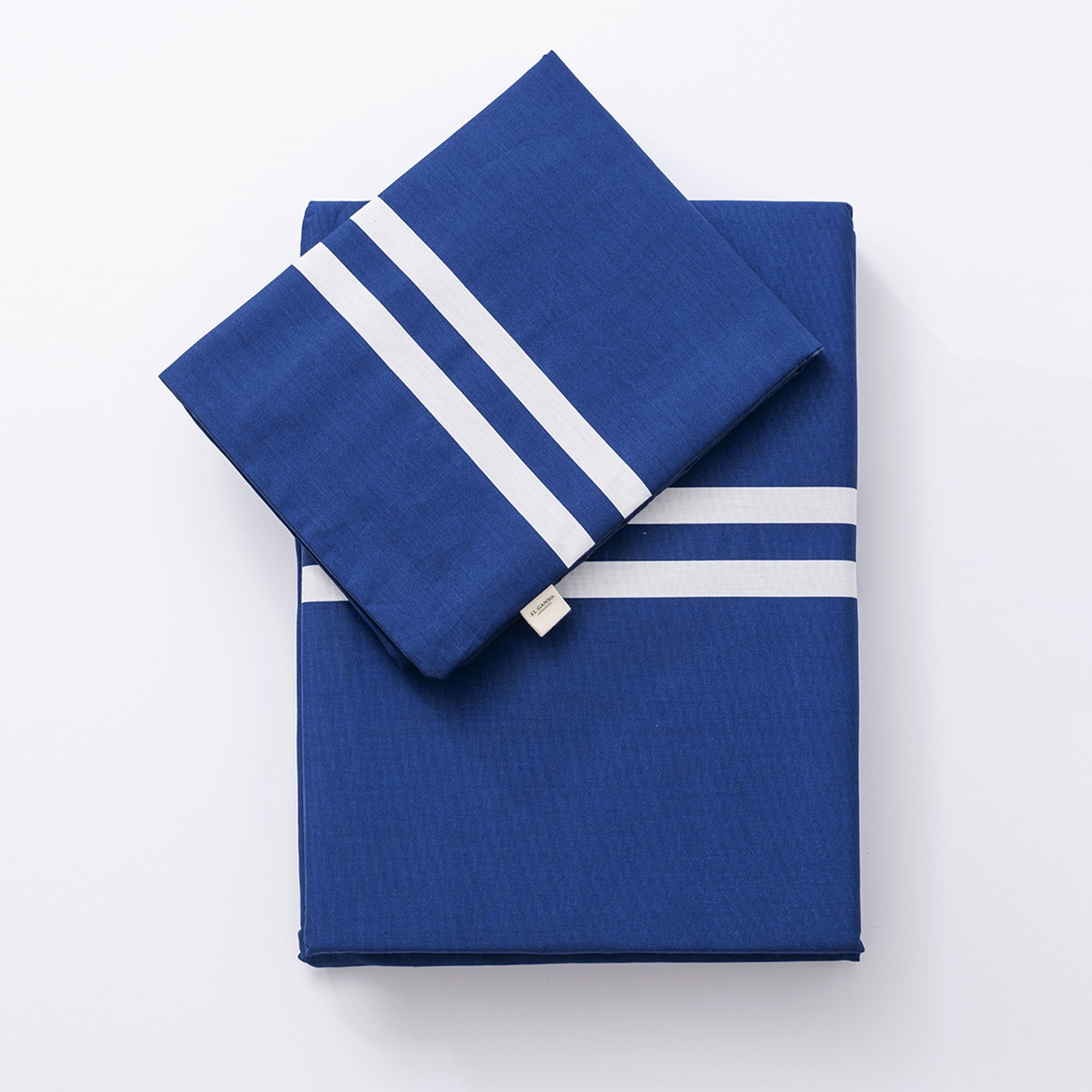 Juego de 3pzs color azul marino (funda nórdica individual 155x200+30cm + sábana bajera 90x200+30cm + funda cojín 45x115cm) 100% algodón 180tc el ganso