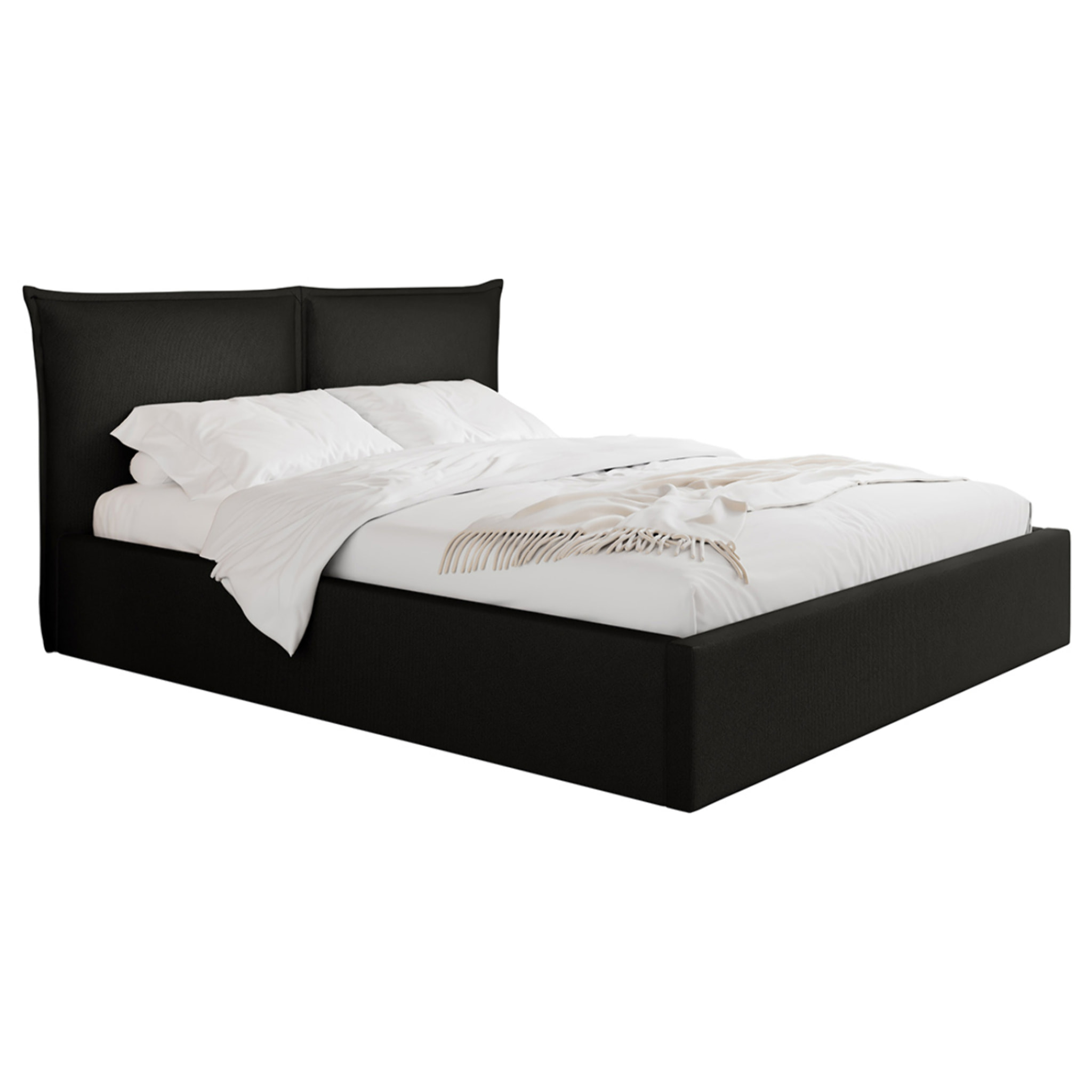 John - lit coffre - 180x200 cm - en velours - sommier inclus - Noir