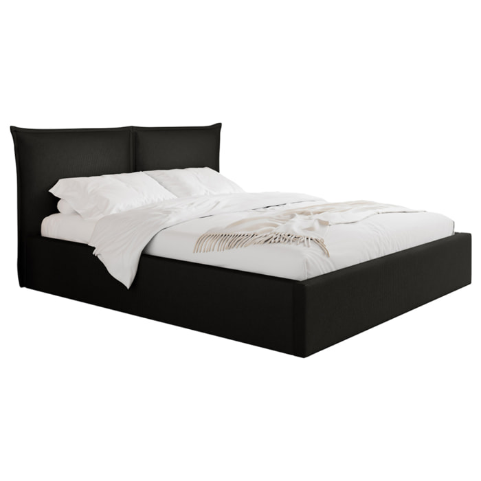 John - lit coffre - 180x200 cm - en velours - sommier inclus - Noir