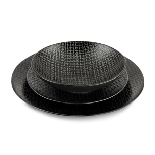 Tweed Noir - Service 18 pièces