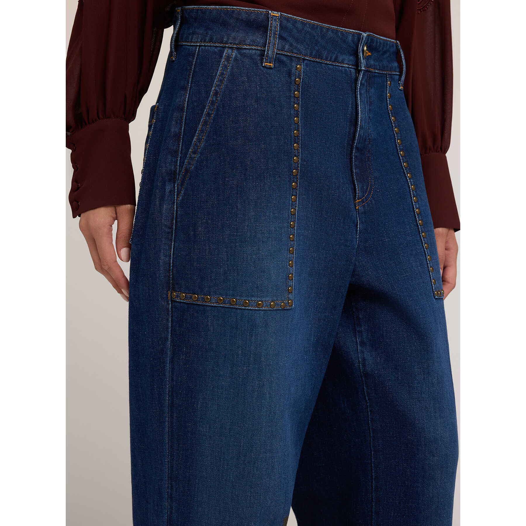 Motivi - Jeans con risvolto con borchie - Blu