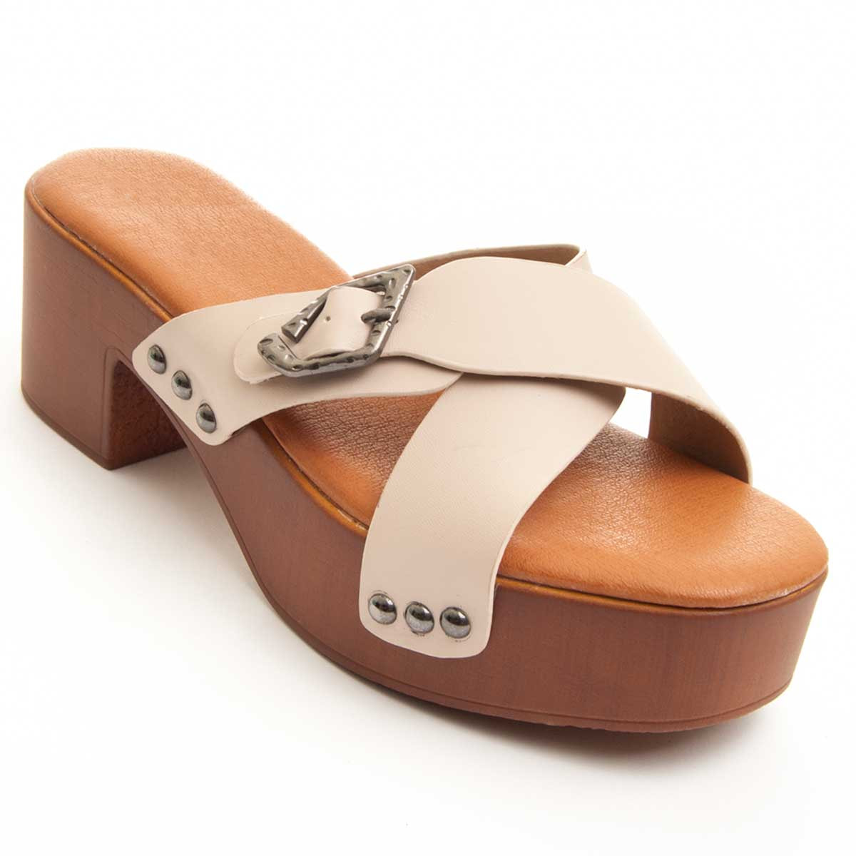 Sandalias de Tacón - Beige - Altura: 5 cm