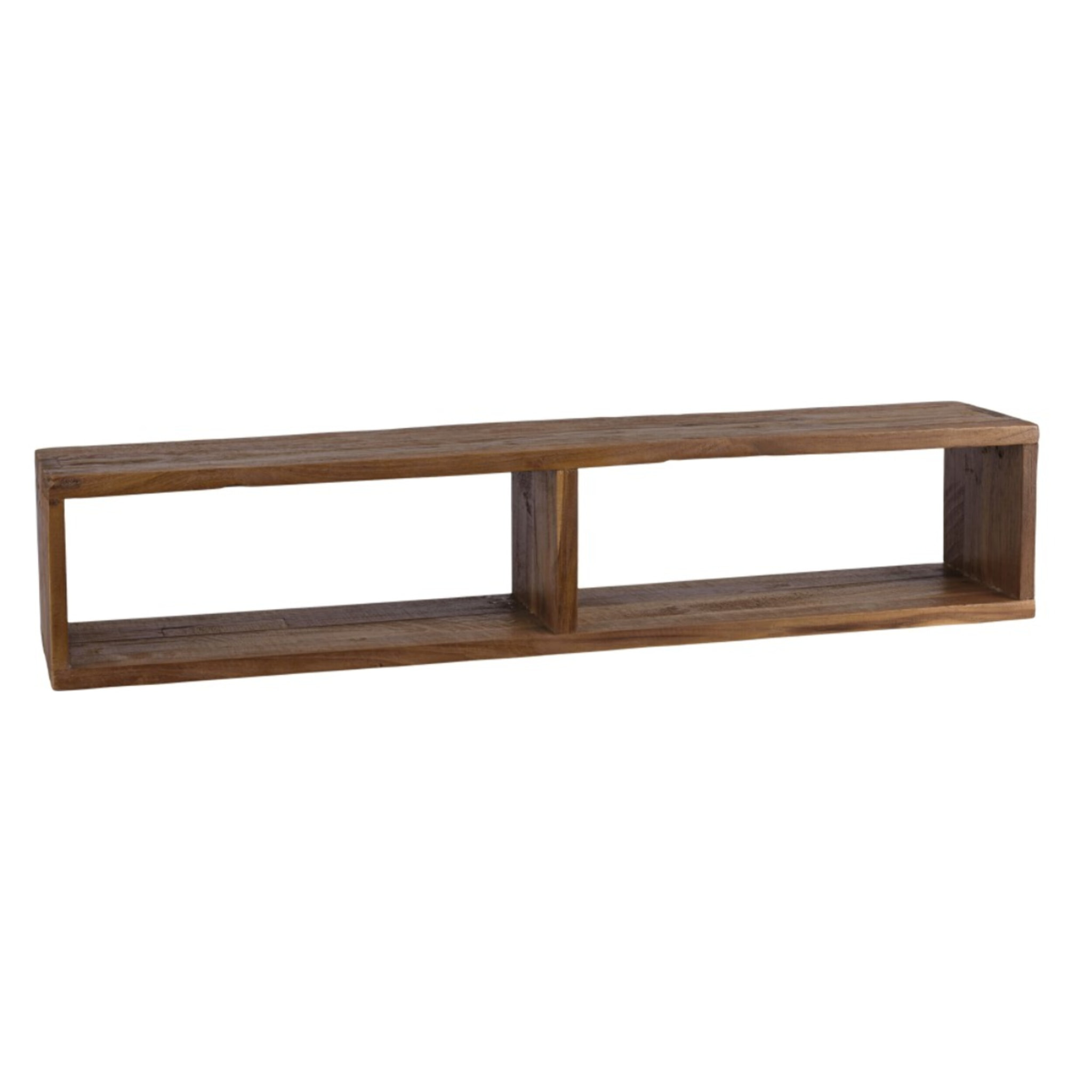 SIXTINE - Étagère murale marron rectangulaire 2 niches bois teck recyclé