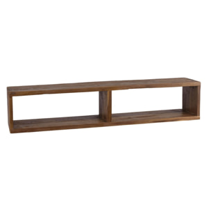 SIXTINE - Étagère murale marron rectangulaire 2 niches bois teck recyclé