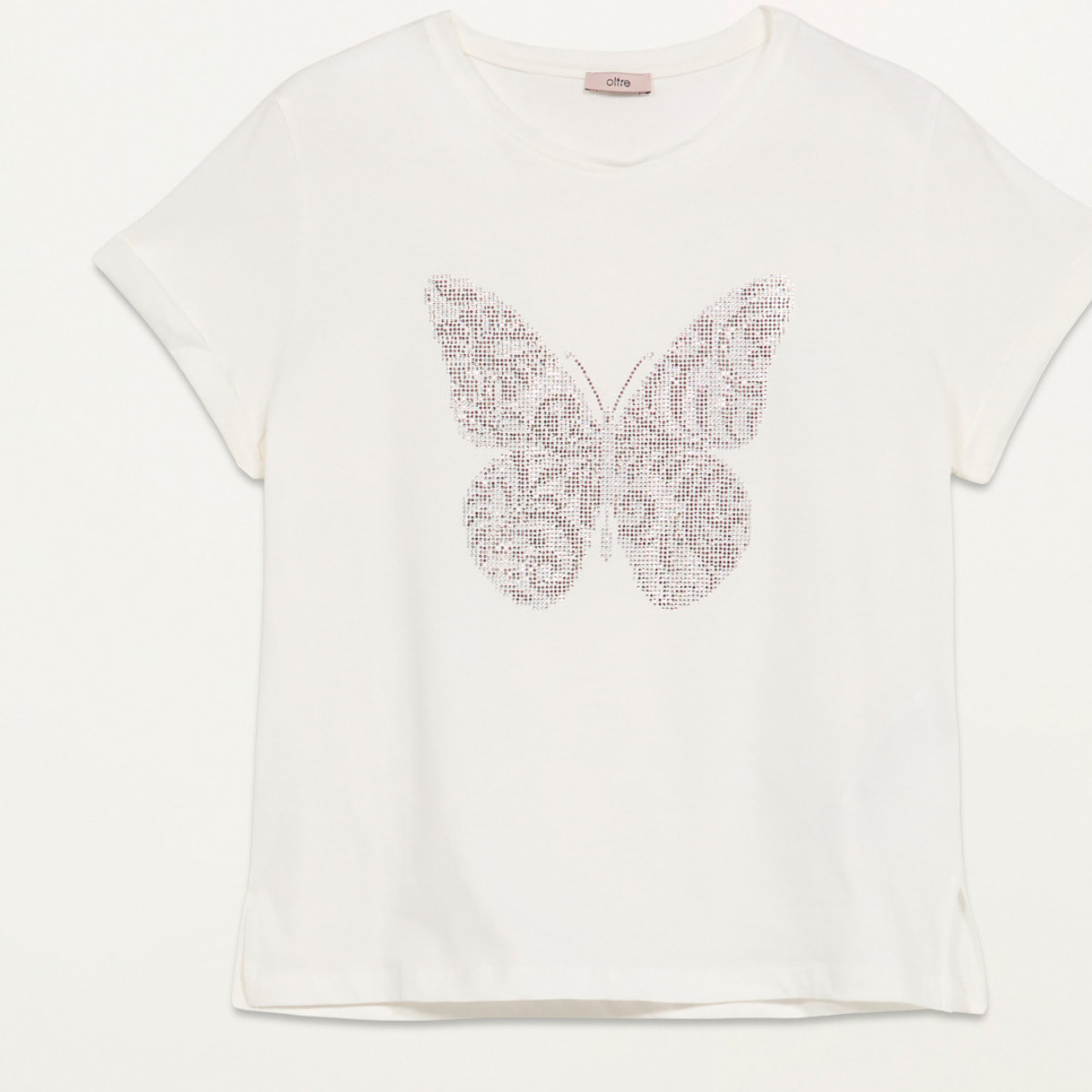 Oltre - T-shirt con micro cristalli - Bianco