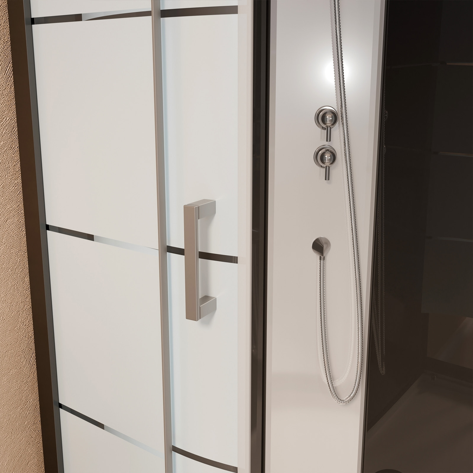 Cabine de douche SIMPLY STRIPE LOCKED 1/4 de cercle