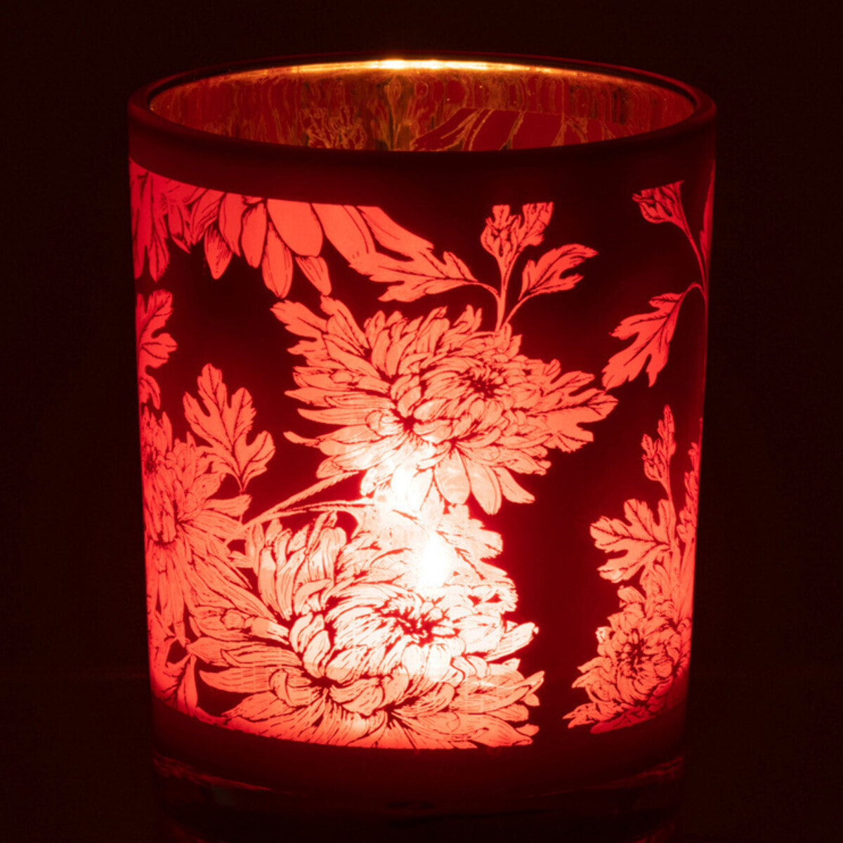 J-Line photophore Fleurs - verre - rouge - medium - 2 pcs