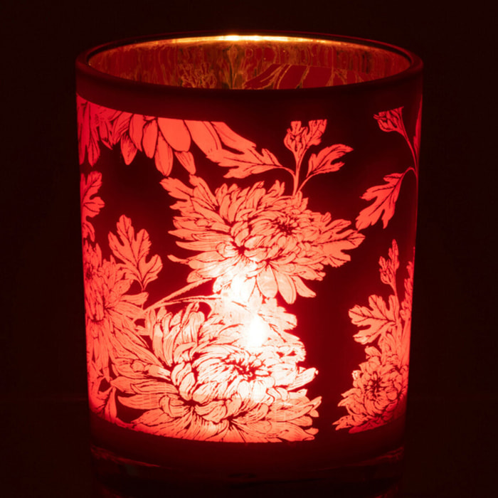 J-Line photophore Fleurs - verre - rouge - medium - 2 pcs