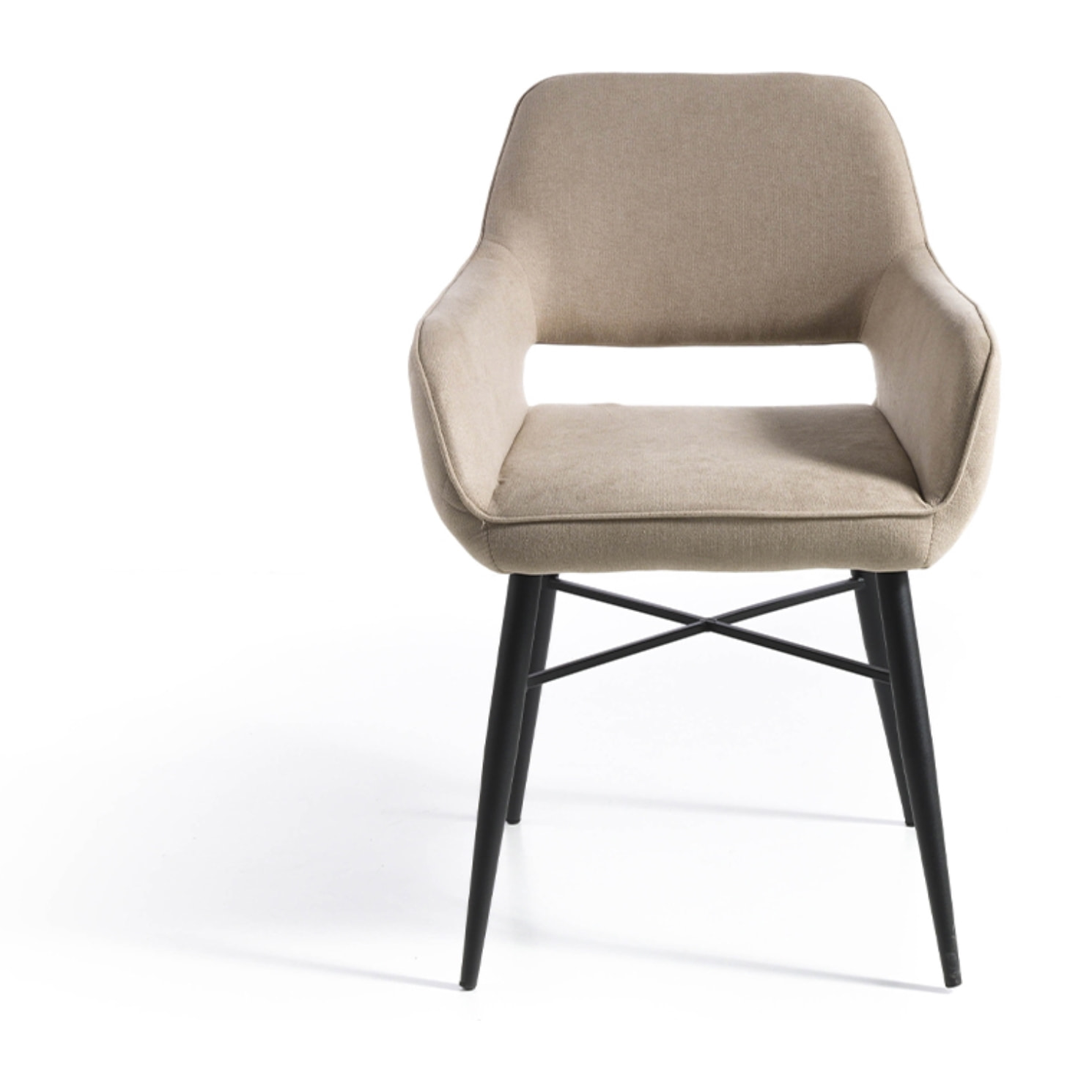 Set 2 sillas ORLANDO - tela beige, negro - 56x48x83cm