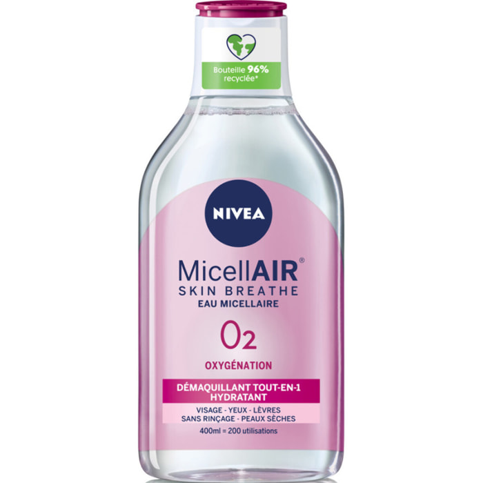 Nivea - Pack de 5 Eau micellaire démaquillante Peux sèches et sensibles MicellAIR 400ml