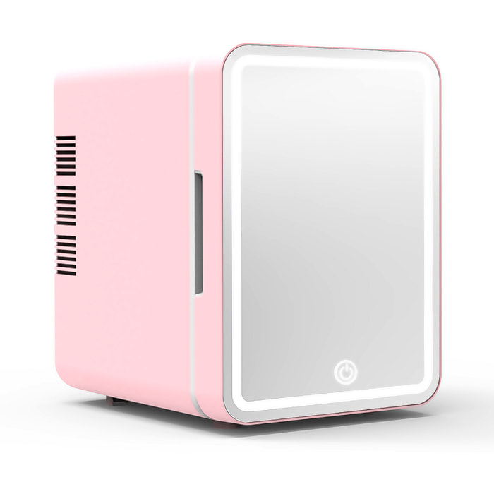 Frigorifero per bellezza, mini frigorifero portatile per trucco da 6 litri, modalità di illuminazione a specchio a LED. Freddo/Caldo (2-65 gr C)