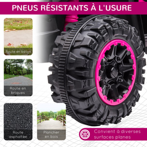 Quad buggy électrique enfant 12 V 3 Km/h max. effets lumineux et sonores rose noir