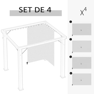 Parois latérales de rechange barnum tonnelle 3 x 4 m - 2 systèmes d'attache boucles ou crochets - bâches de rechange zippées, avec velcro d'attache - polyester gris