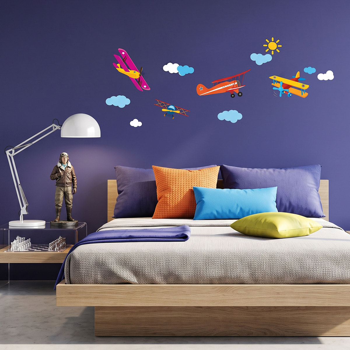 Stickers Muraux décoration adhésifs avions chambre enfant