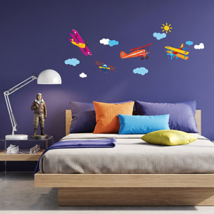 Stickers Muraux décoration adhésifs avions chambre enfant