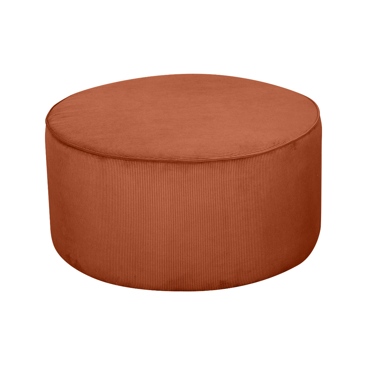 Pouf rond en tissu velours côtelé terre brulée D70 cm LOUIS