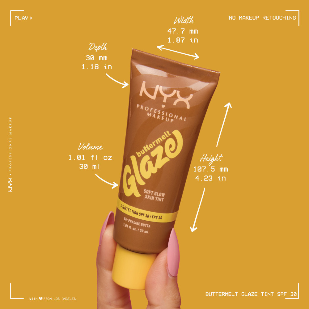 NYX Professional Makeup Buttermelt Glaze Tint, Fond de teint SPF30 jusqu'à 12h de tenue, Chai Butta