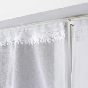 Paire de petits voilages avec galon en macramé - Blanc