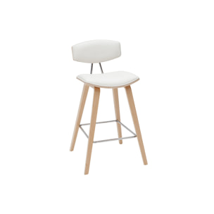 Tabourets de bar design blanc et bois clair H69 cm (lot de 2) VASCO