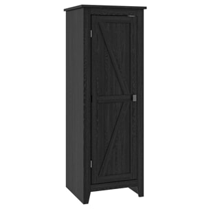 Armoire de cuisine style campagne chic porte 3 étagères réglables - dim. 43L x 40l x 121H cm - MDF noir