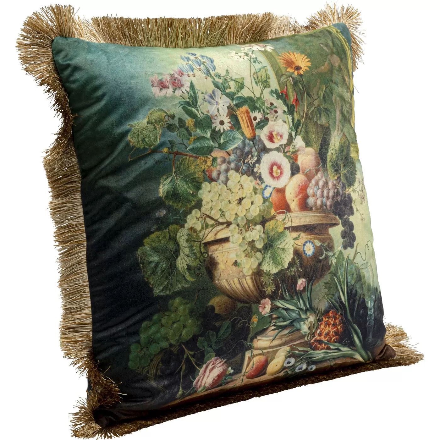 Coussin à franges bouquet romantique Kare Design
