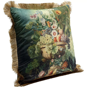 Coussin à franges bouquet romantique Kare Design