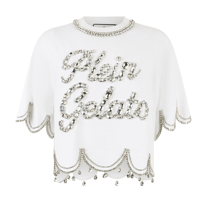 PHILIPP PLEIN Cropped T-Shirt Crystal Waves