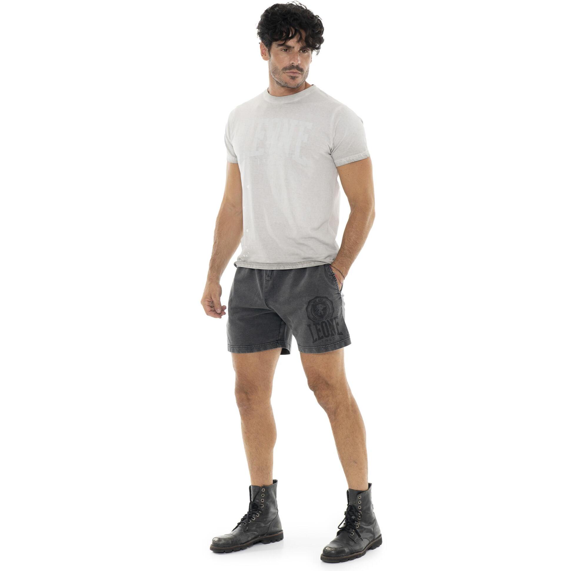 Pantaloncini da uomo non garzato in tessuto lavato Leone Old Wash