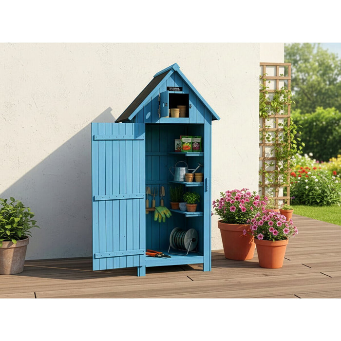 Armoire de jardin "Cabanon" - 77 x 54.5 x 179 cm - Bleu ciel