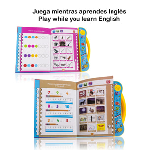 Study Book, libro electrónico educativo con sonidos, en inglés. Actividades matemáticas, lengua, creativas.