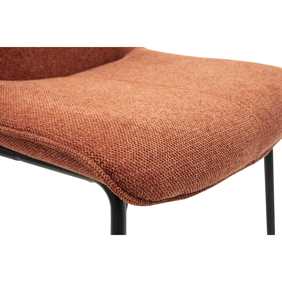 Tabourets de bar en tissu effet velours texturé terre brûlée et métal noir H65 cm (lot de 2) BOOST