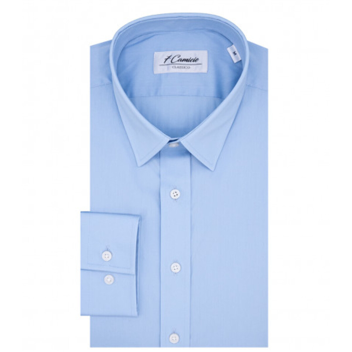 Camicia Uomo 1 Bottone Italiano Slim Popeline stretch Unito Celeste