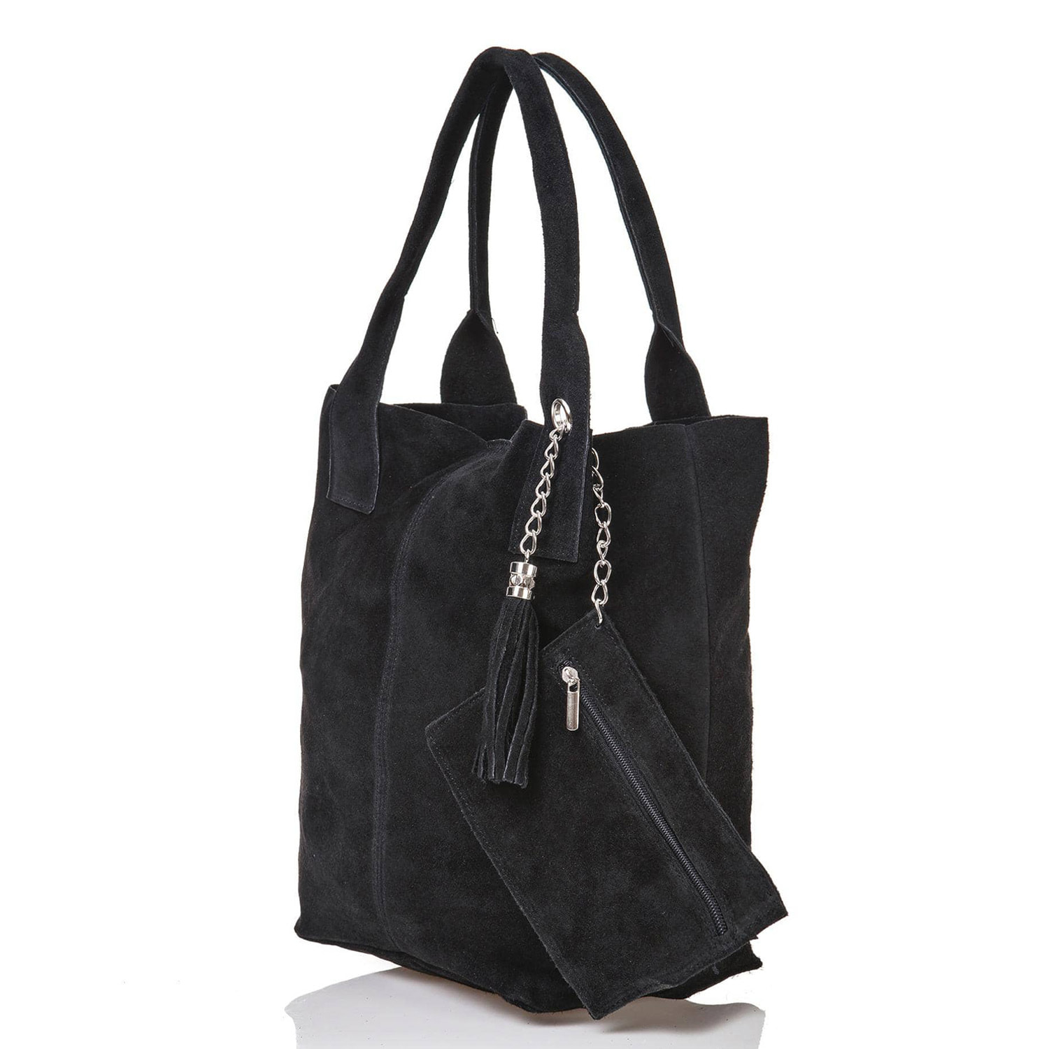 Borsa Donna in vera pelle Made in Italy colore Nero dimensioni cm 40x35x15