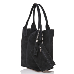 Borsa Donna in vera pelle Made in Italy colore Nero dimensioni cm 40x35x15