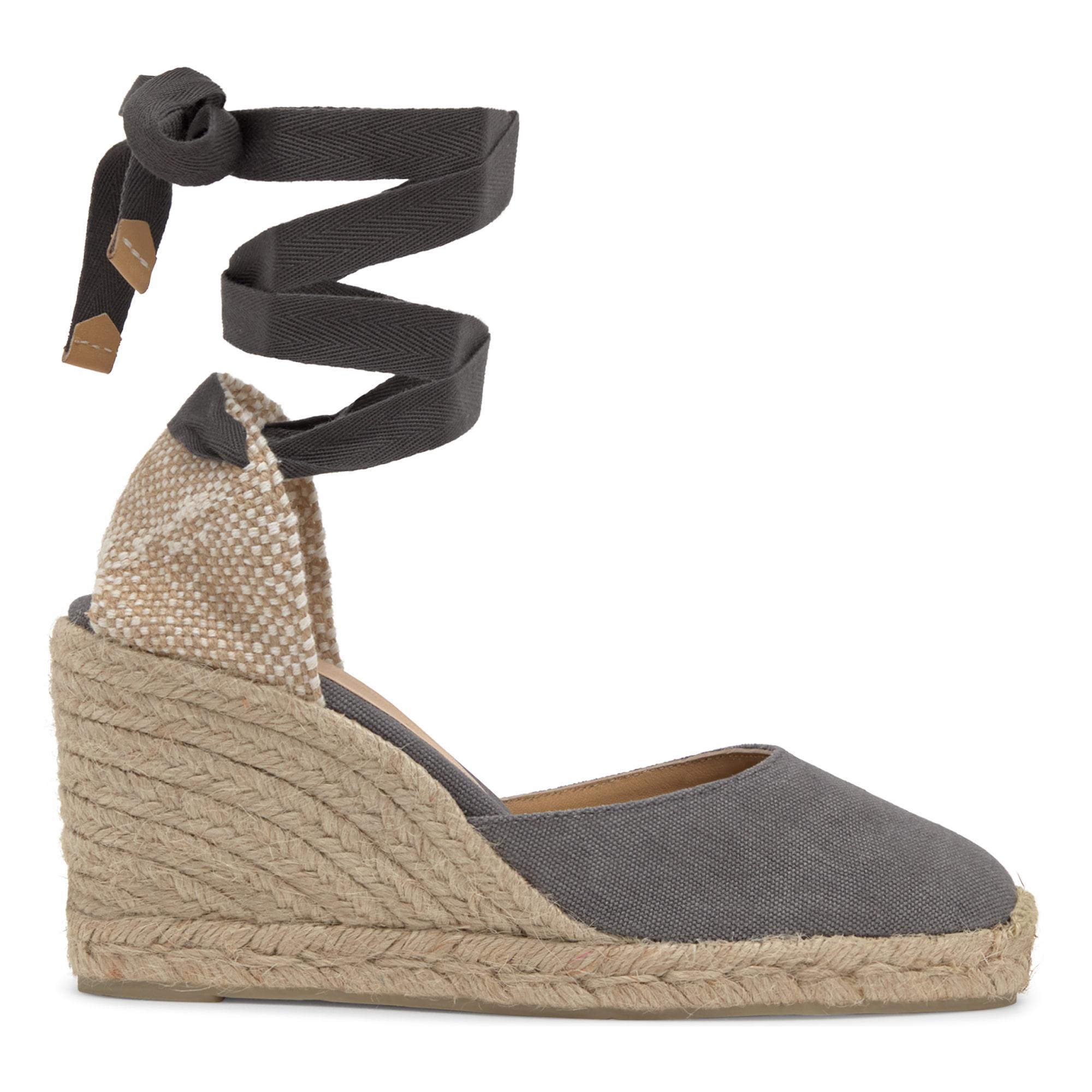 Alpargata de cuña Carina en algodón orgánico lavado con cierre de cintas