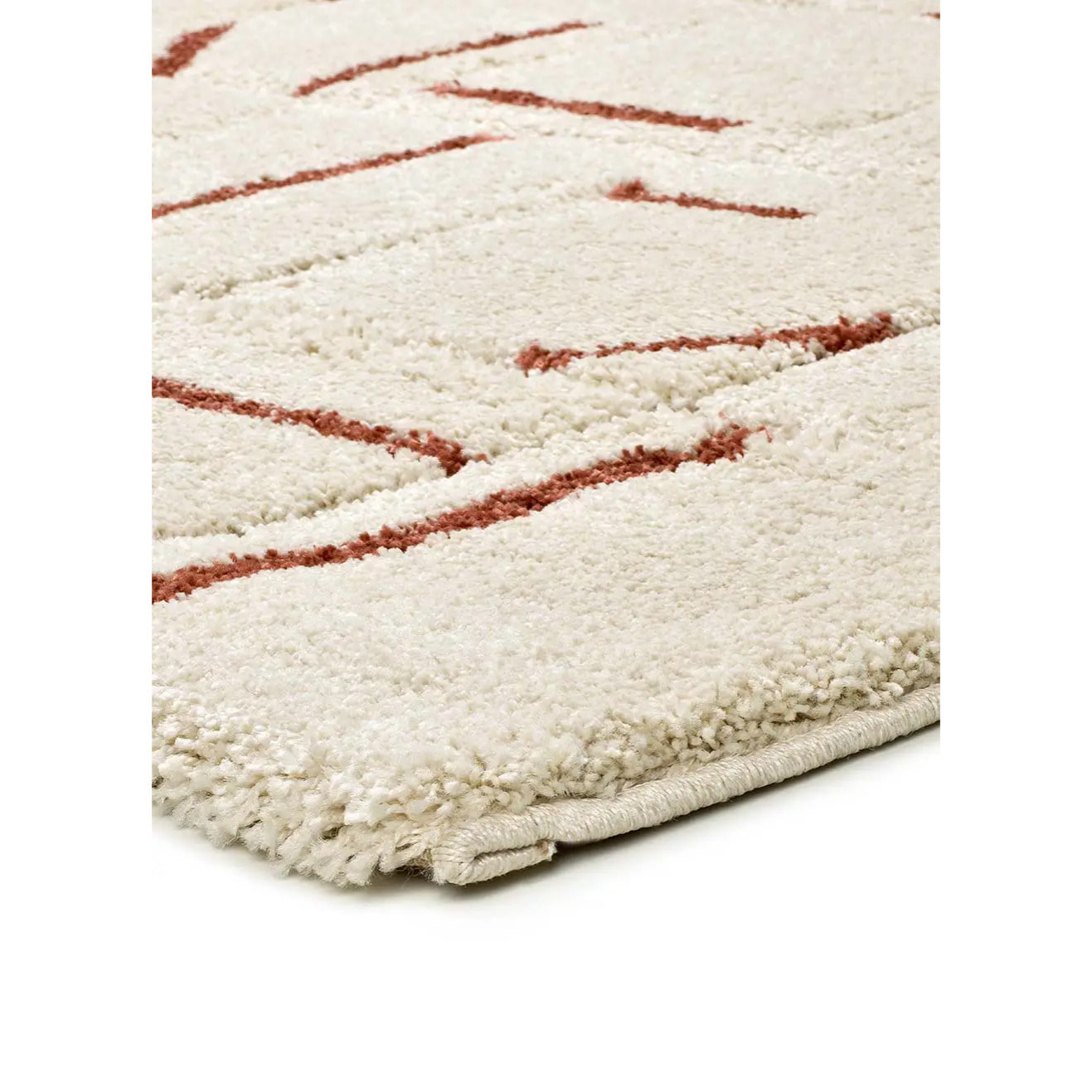 BRENDA Alfombra shaggy geométrica con relieve blanco y motivos caldera, varias medidas disponibles