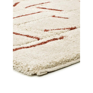 BRENDA Alfombra shaggy geométrica con relieve blanco y motivos caldera, varias medidas disponibles