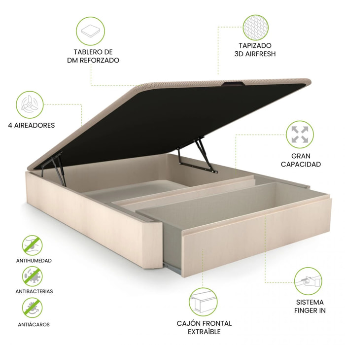 Canapé con cajón frontal en artic 150x190 cm Luxury Max 3D Artic