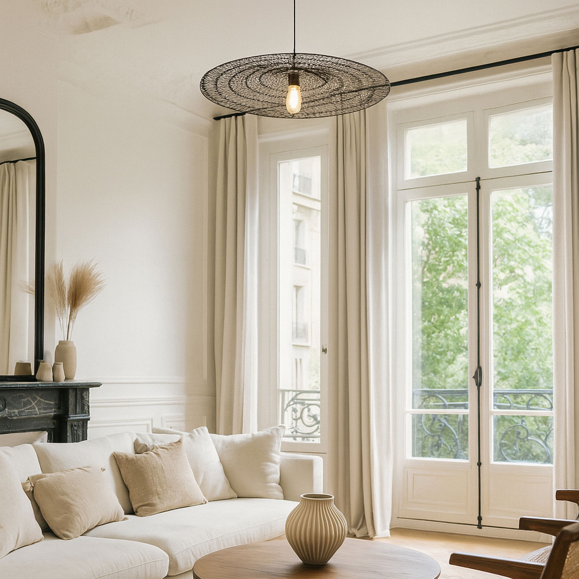 Suspension en métal noir crocheté à la main 80cm IRAWA