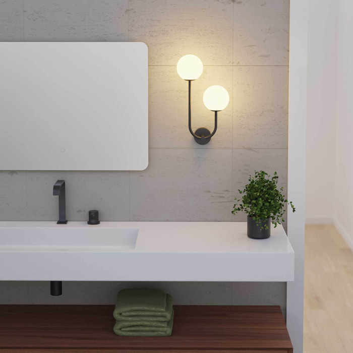 Forlight Sfera Lamapara aplique con forma ovalada  y 2 esferas en color negro para bombilla G9